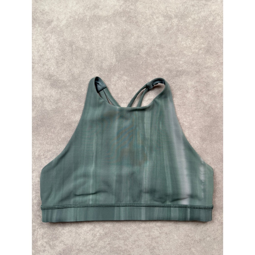 Lululemon Womens Sz 8 Green Fade High Neck Strappy Back Sports Bra Run Hike Gym